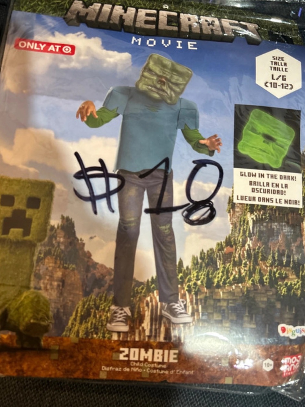 Minecraft Movie Kids Zombie Costume with Glow-In-The-Dark Mask - Blue & Green